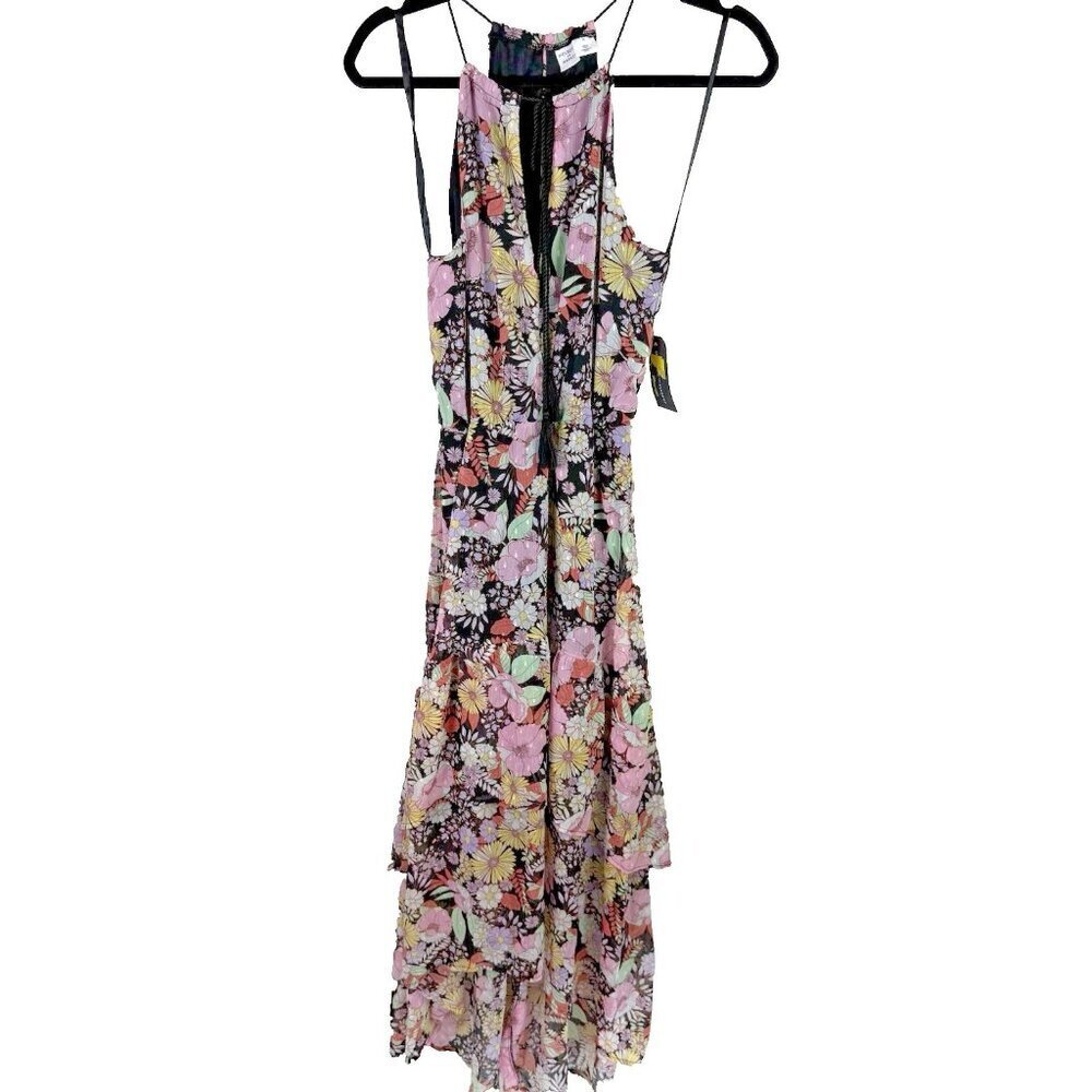 Melrose and Market Floral Halter Maxi Dress Tassel Tie Boho XS NWT Anthro Style